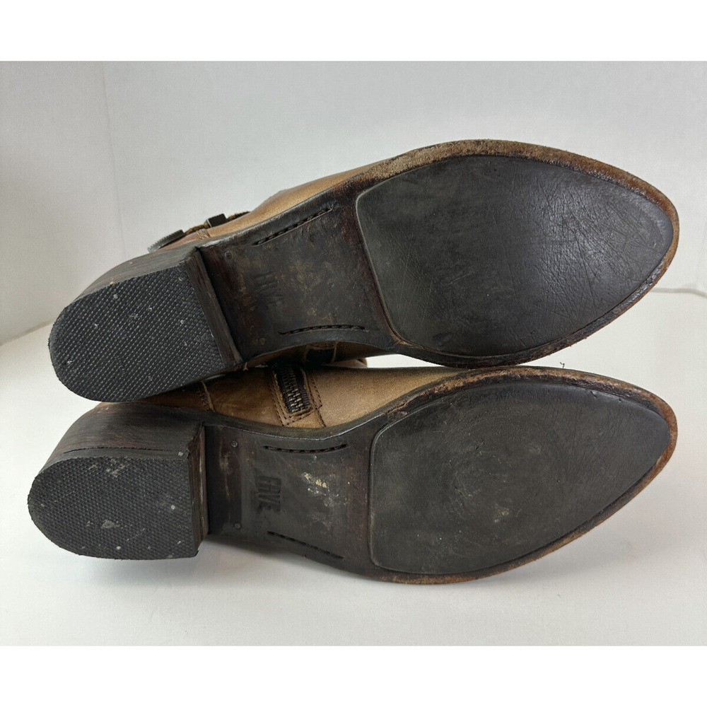 Frye Ray Ankle Boots Brown Leather Western Shootie Cowboy Booties 7.5 M *Flawed - Picture 6 of 16